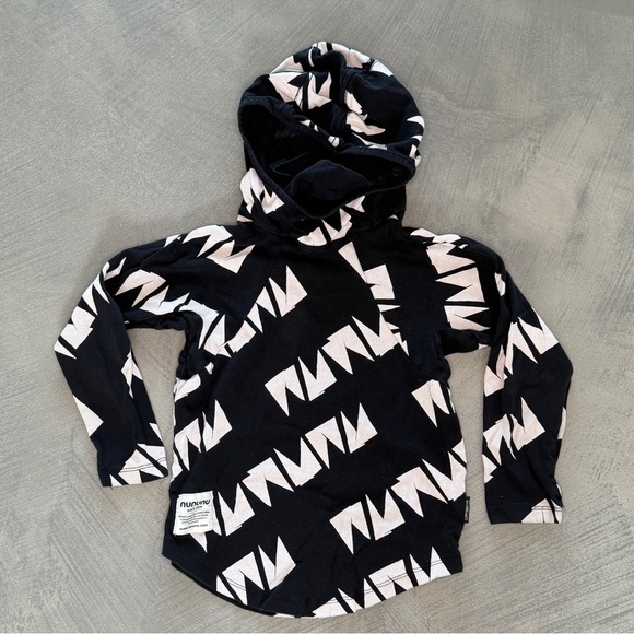 Nununu Kids Black & White Logo Print Long sleeve Hoodie - 6-7 - Picture 2 of 6